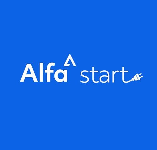 Alfa Start logo in white