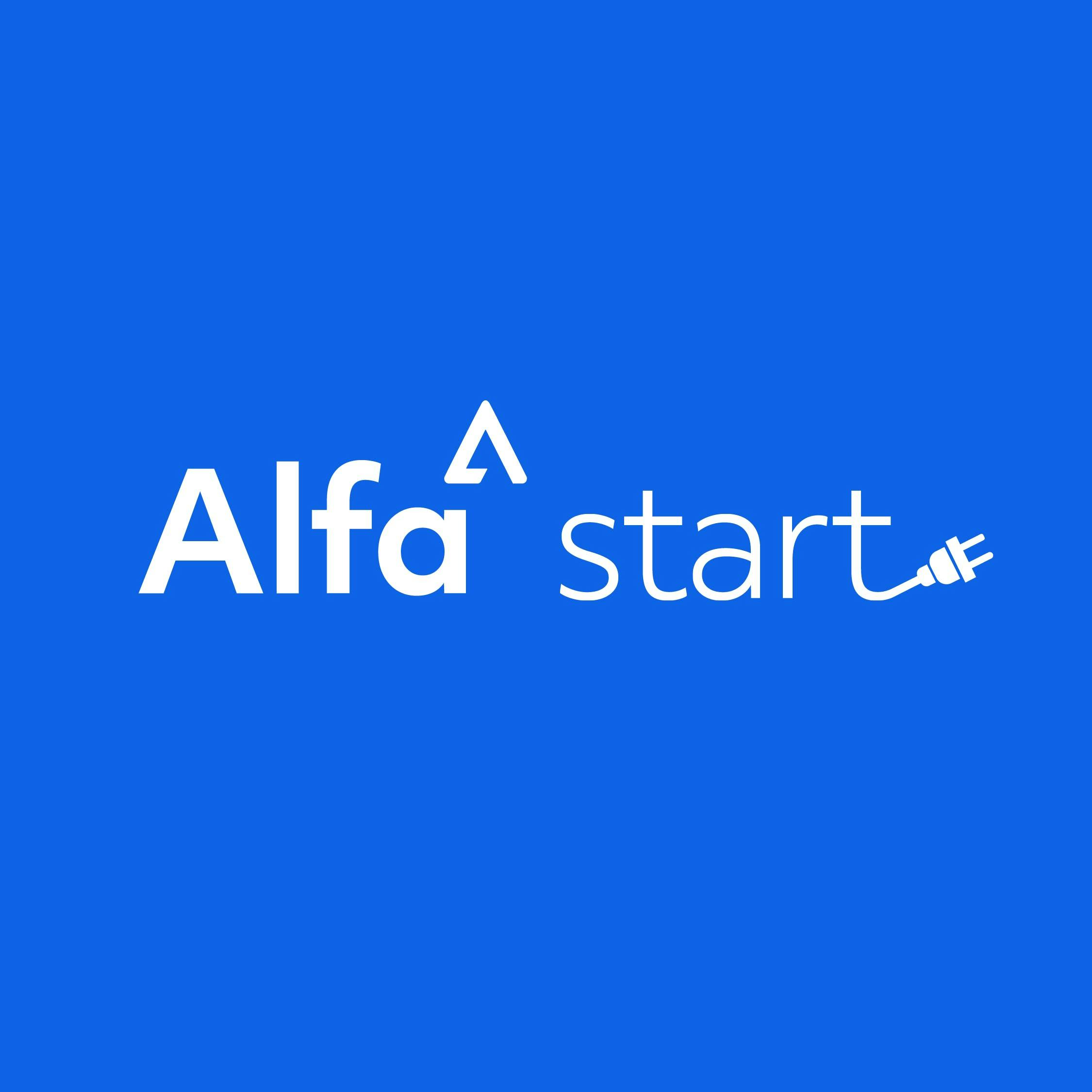 Alfa Start logo in white