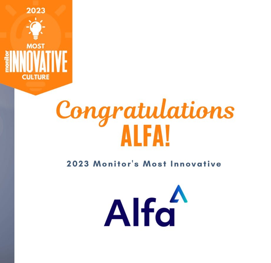 Monitor Daily magazine article promoting Alfa's Most Innovative Culture award