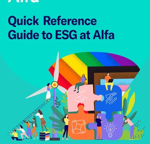 front cover of alfa's quick reference guide to ESG at Alfa