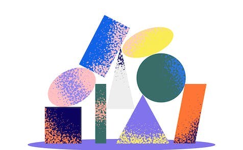 Colourful illustration of shapes in different colours and sizes