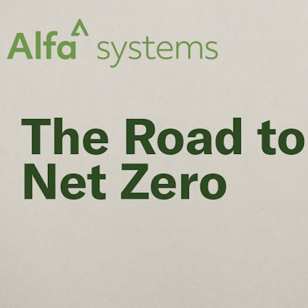 A graphic depicting the earth, some helping hands and the title "The Road to Net Zero"