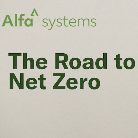 A graphic depicting the earth, some helping hands and the title "The Road to Net Zero"