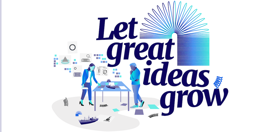 illustration of Alfa's value: "let great ideas grow", featuring people working on an idea
