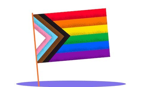 Colourful illustration of the LGBTQ flag