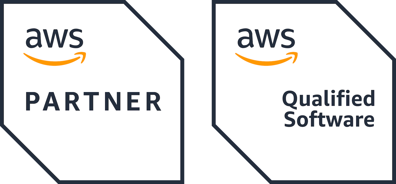 logos showing Partner and Qualified Software status for AWS