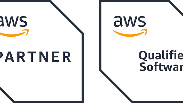 logos showing Partner and Qualified Software status for AWS